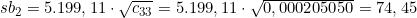  sb_2 = 5.199,11 \cdot \sqrt{c_{33}} = 5.199,11 \cdot \sqrt{0,000205050} = 74,45 